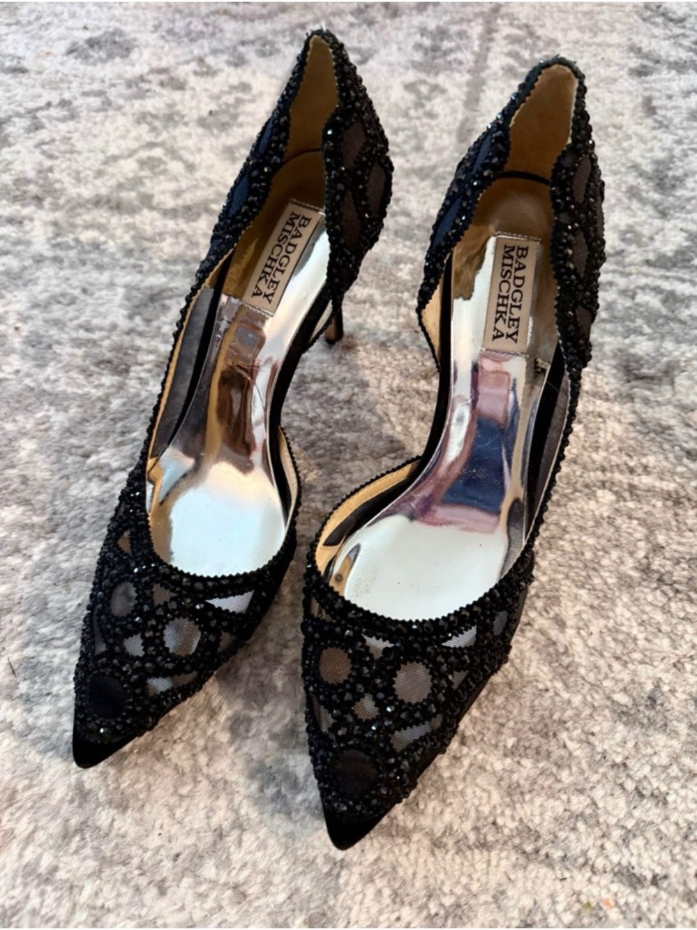 Badgley Mischka Ginny Black Rhinestone Embellished d'Orsay Pumps